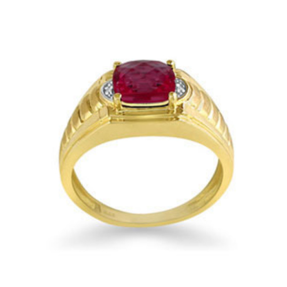 CUSHION RUBY DIAMOND MENS RING RINGS GEMOLOGICA - Picture 3 of 3